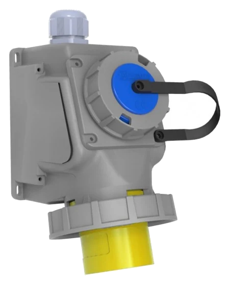 Wall inlet — 90° — with panel socket · 32A · IP67 · BC1-3303-7238